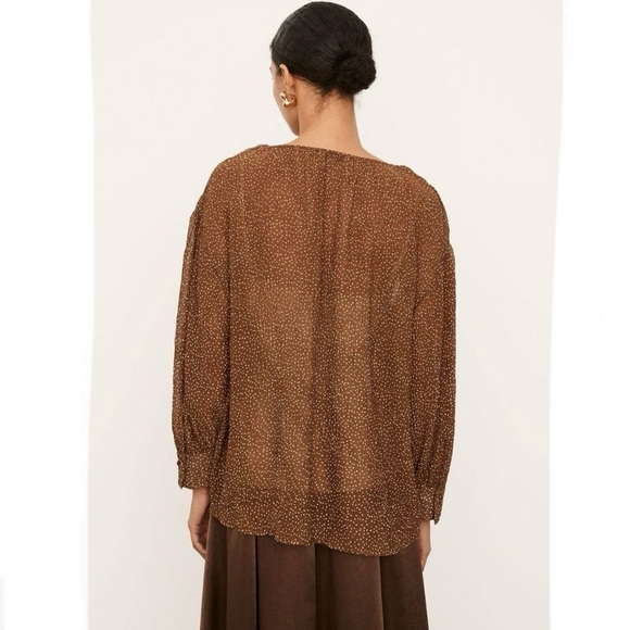 Vince Starry dot shirred-neck blouse - Picture 3 of 13